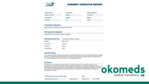 Sample of an operative report